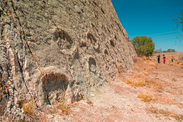 Cal Orcko near Sucre in Bolivia: wall full of dinosaur footprints