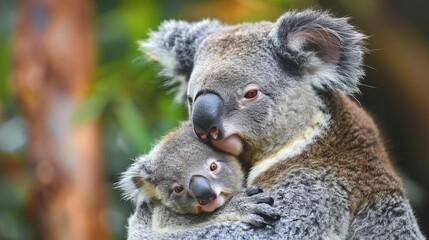 adorable baby koala clinging to mother heartwarming wildlife portrait