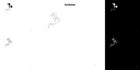 Incheon province outline map set