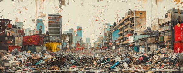 The image shows a busy street in Asia - obrazy, fototapety, plakaty