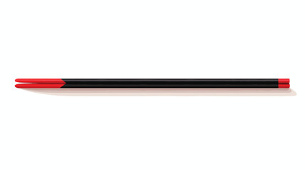 Pair of black wooden chopsticks with red lines isol