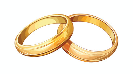 Pair of traditional golden wedding rings sketch sty