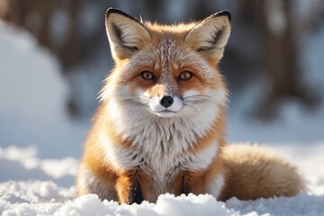 Obraz premium Nature's Palette: Vibrant Red Fox Against Pristine Snow