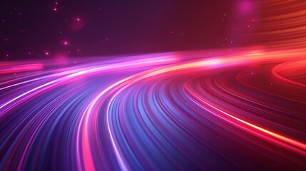Vibrant Abstract Light Trails in Purple and Red with Starry Background
 - obrazy, fototapety, plakaty