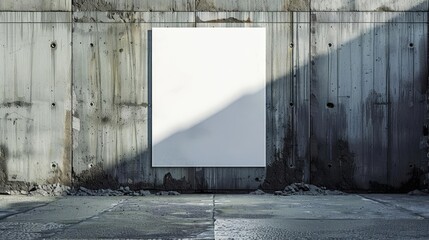 blank white poster mockup with creased texture glued on urban wall 3d rendering