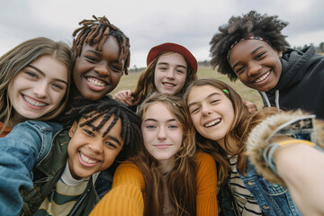 Obraz premium Group of Friends Taking Selfie
