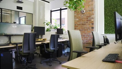 Interior Of An Empty Modern Loft Office open space modern office footage.