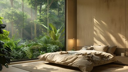Explore The Modern Loft Bedroom With A Nature View, Inviting You To Unwind And Reconnect With The Natural World From The Comfort Of Your Own Home