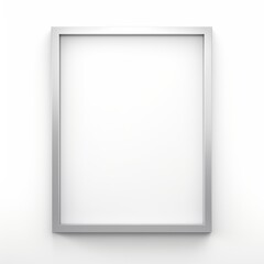 Modern Minimalist Frame. Blank white square frame on a white wall, mockup for design presentation.