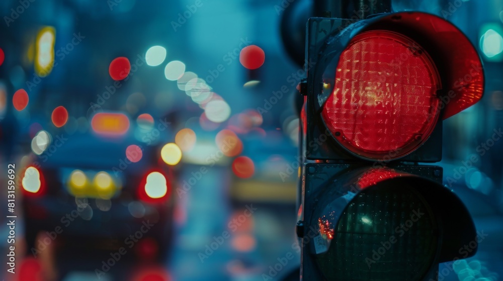 Aufkleber a close-up shot of a traffic signal countdown timer with blurred vehicles in the background, depicti