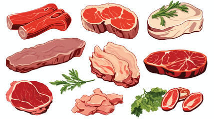 Pork offal vector sketch narisovany by hand isolate