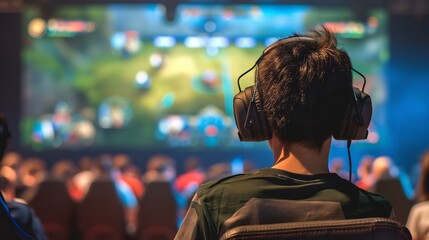 Young Male Gamer Focused on Intense E-Sport Competition
