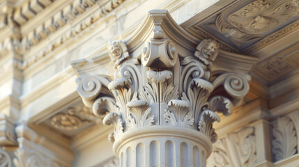Intricate classical column capital detailing in architecture.