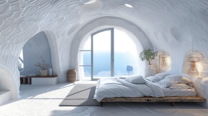 Imagine The Serenity Of A Bedroom With A Sea View, Inspired By The Beach Living Style Of Santorini...