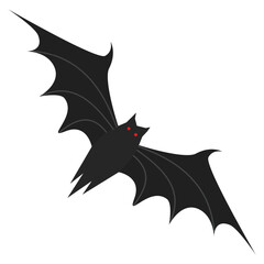 Bat vector art cartoon illustration, red eye with transparent background