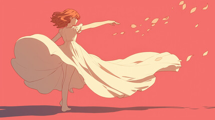 ドレスを着て踊る女性