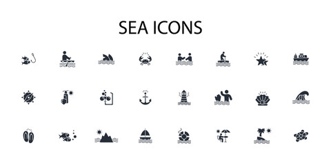 Sea icon. vector.Editable stroke.linear style sign for use web design,logo.Symbol illustration.