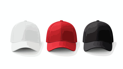 Realistic baseball cap front view mockup set with t