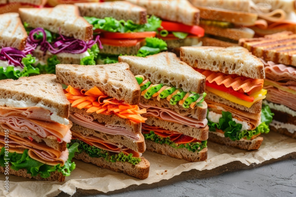 Aufkleber a variety of delectable sandwiches are artfully arranged on a piece of paper, showcasing a delicious