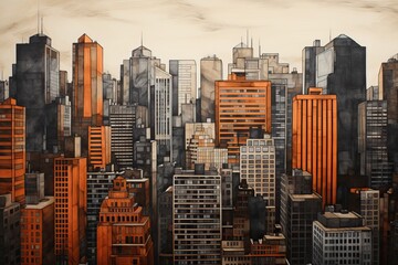 Obraz premium Cityscape panorama. Abstract style city