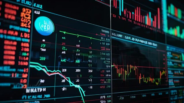 Trading candlestick chart on electronic devices, stock exchange market graph, analysis on smartphone, desktop and tablet. Stock market option background