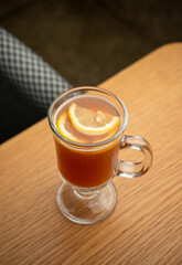 non-alcoholic mulled wine: lemon, cloves, passion fruit, honey and non-alcoholic rum