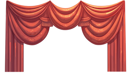 Red velvet curtain valance for theater stage perfor