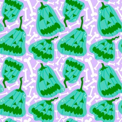 Halloween cartoon pumpkins seamless autumn harvest pattern for wrapping paper and fabrics and kids clothes