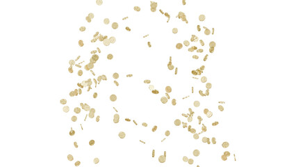 Jackpot or win concept.Coins rain on transparent background.