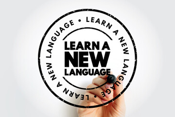 Learn A New Language text stamp, concept background