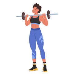 Obraz premium Strong Female Character Athlete With A Well-defined Physique Lifting A Barbell, Emphasizing Strength And Fitness