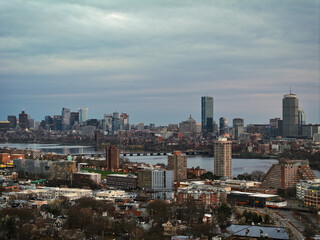 Cityscape view from tall building in Boston
