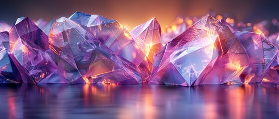 Geometric design in purple and blue, abstract 3D render