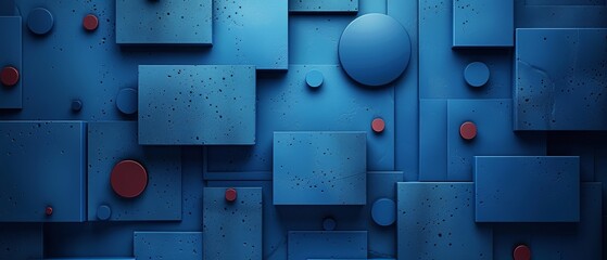 Blue minimalist geometric composition with abstract background design