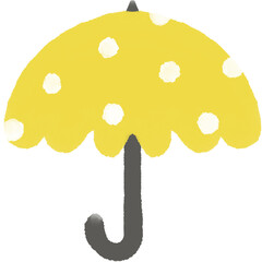 노란색 도트무늬가 있는 펼쳐진 우산