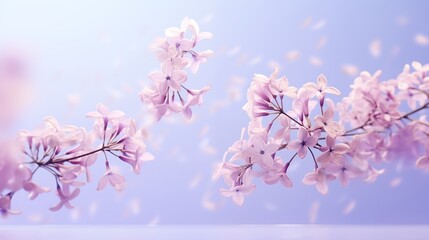 Tranquil Image Featuring Delicate Pink Blossoms Against a Soft Purple Background