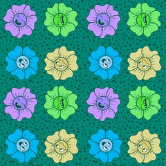 Cartoon flower seamless pattern for wrapping paper and fabrics and linens and kids clothes print
