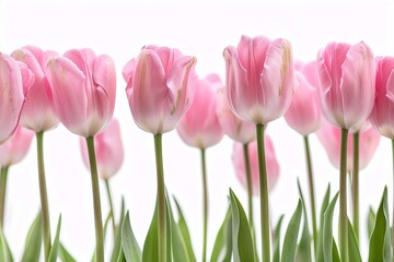 pink tulips on white background


