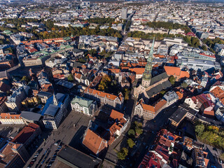 Riga aerial view to old town.