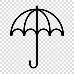 Umbrella outline icon. Protection parasol symbol. Vector illustration isolated on transparent background