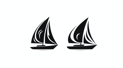 Set of black and white graphic yacht club sailing s