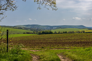 A rural Sussex view looking towards Lewes over farmland near Falmer © lemanieh