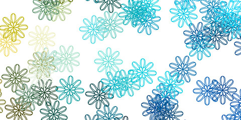 Light Blue, Yellow vector natural backdrop with flowers.
