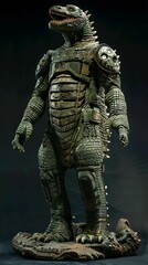 Dark sci-fi monster toy figure with detailed texture and armor close-up
