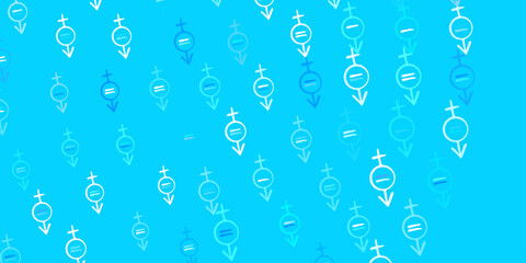 Light Blue, Yellow vector background with woman symbols.