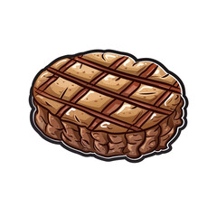 single grilled meat patty . Clipart PNG image . Transparent background . Cartoon vector style