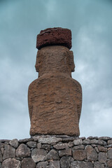  Ahu Tongariki on Easter Island or Rapa Nui. Fifteen Moai statues in Polynesian Chile