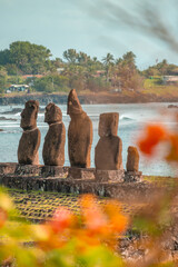 Moai statues on Easter Island or Rapa Nui in May