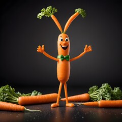funny cartoon carrot - obrazy, fototapety, plakaty
