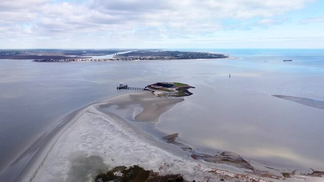 Fort Sumter National Monument 4k cinematic view, Charleston, South Carolina, United States.